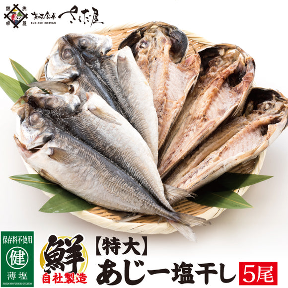 大きめ肉厚！あじ一塩干し 5枚セット 無選別5枚 1kg以上【冷凍便】