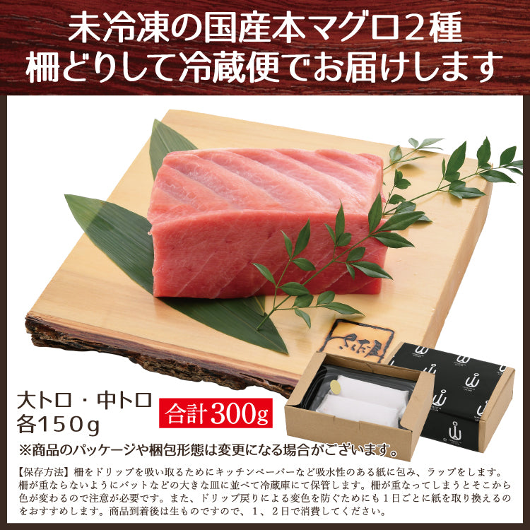 国産本生マグロ 合計300g２種セット 柵どり 本鮪 刺し身 未冷凍 生まぐろ 海鮮丼 贈り物 送料無料 敬老の日 御中元 お中元 – 美味食卓さくだ屋