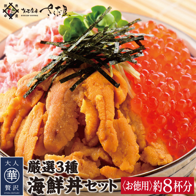 ウニ・カニ・いくらのたっぷり海鮮丼セット 【冷凍便】 ｜ 福井県越前